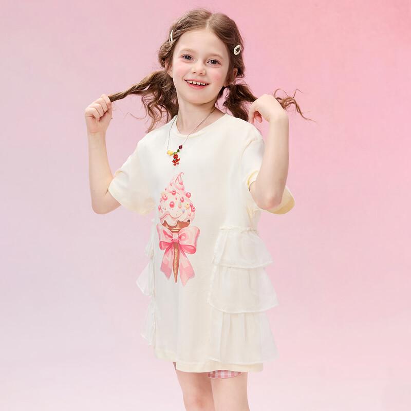 Princess Yuanyuan 100% Cotton Girls' Cartoon Short-Sleeved T-Shirt