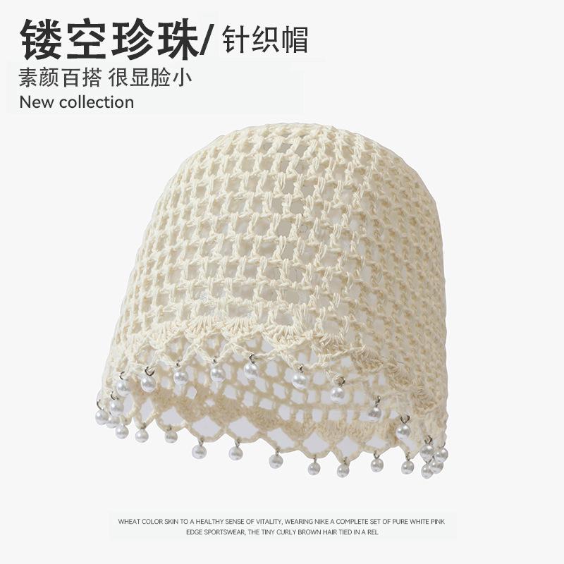 Beret women's autumn and winter handmade knitted wool hat double-layer warm and windproof retro niche stacked bag head cold hat