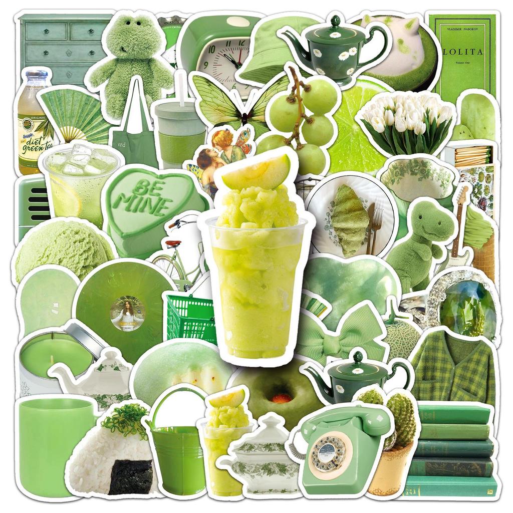 50 Green Ins Style Graffiti Stickers Small Fresh Stickers DIY Mobile Phone Case Suitcase Stickers Waterproof