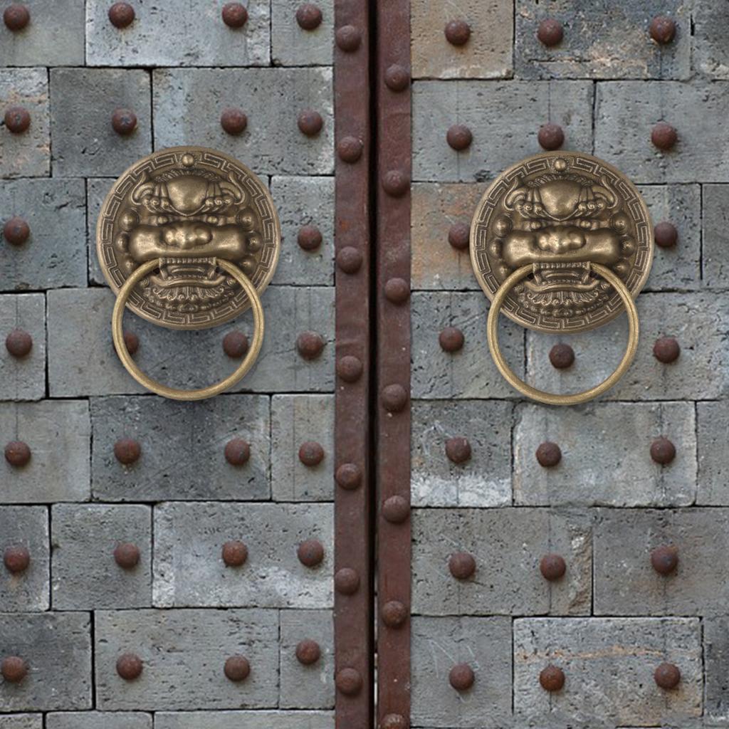 Campainha de Porta Cabeça de Fera Maçaneta de Porta Antiga Acabamento em Bronze Antigo Punho Confortável Construção Robusta Cor: Bronze