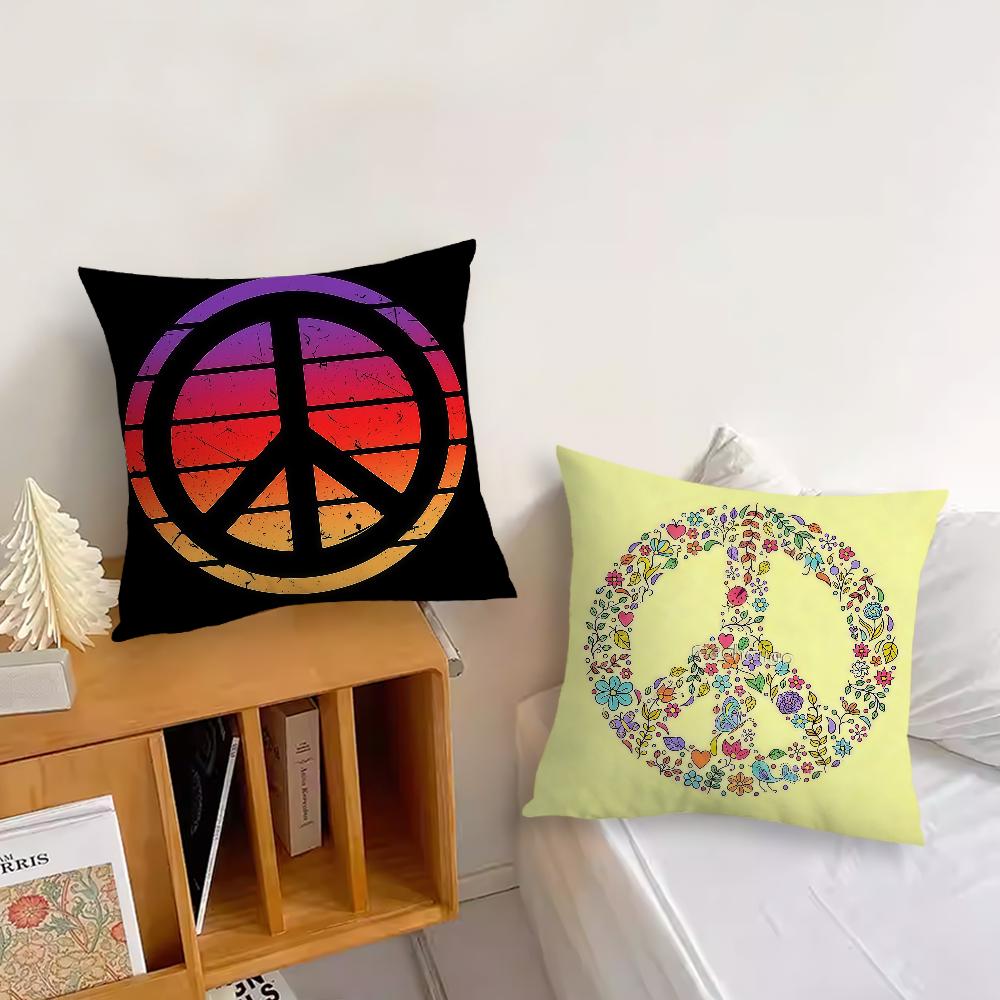 Fashion Peace Sign Nature Assortment cushion cover Pillow Cover Decoration Room Home Sofa living Office Car Nordic Simplicity