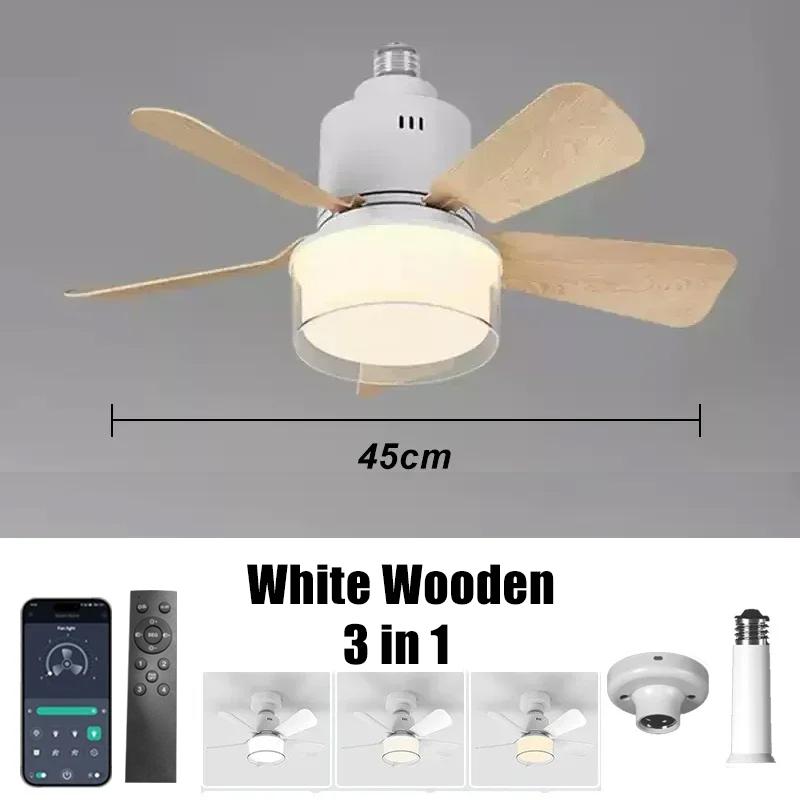 LED Ceiling Fan Light E27 with APP&Remote Control Dimming 6-speed Adjustable Wind Speed Suitable for Living Room Study Home Use