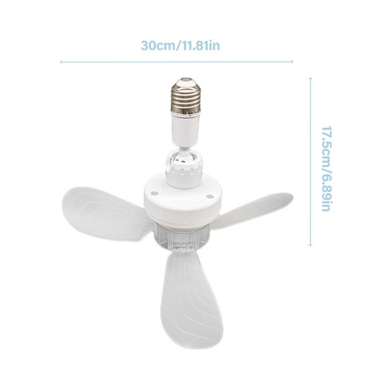 Compact Screw In Ceiling Fan E27 Mount with Adjustable Angle Quiet Operation for Bedroom Kitchen Office Daily