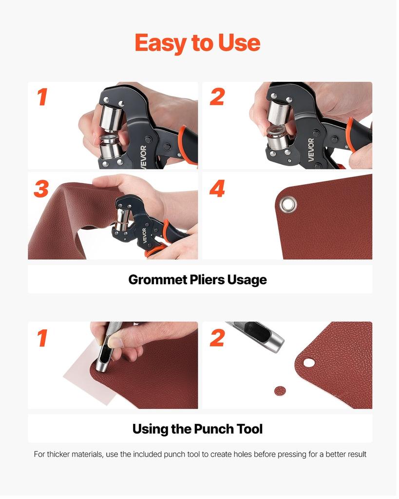 Grommet Tool Kit 12 Mm Eyelet Tool Kit with 500 PCS Silver Grommets, with Eyelets and Washers, Manual Grommet Press Pliers, Hole Punch, and Block, for