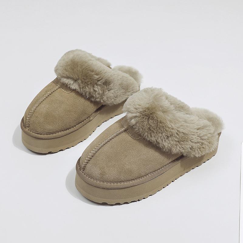 

Mao Mao slippers women s new autumn and winter platform snow boots with fleece bag head and half slippers outdoor cotton shoes 40