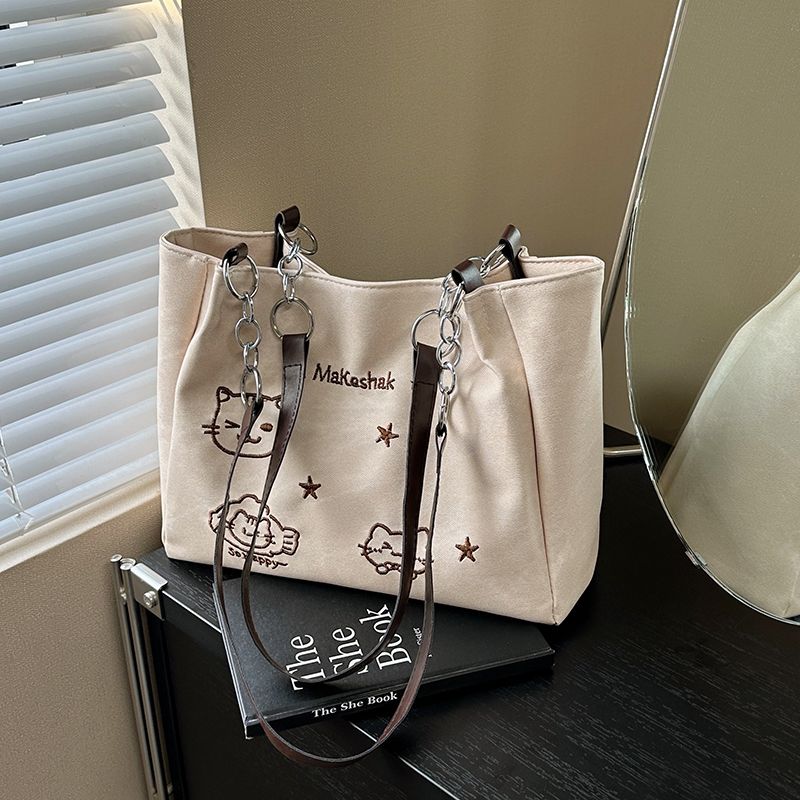 

New Casual Kitty Tote Bag Handbag Versatile Travel Storage Handbag Stylish Large-Capacity Student Tote Bag Commuter Shoulder Bag