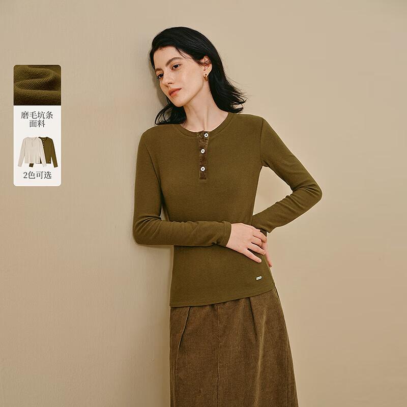INMAN Women s 2025 Winter Brushed Ribbed Crew Neck Long Sleeve Top S