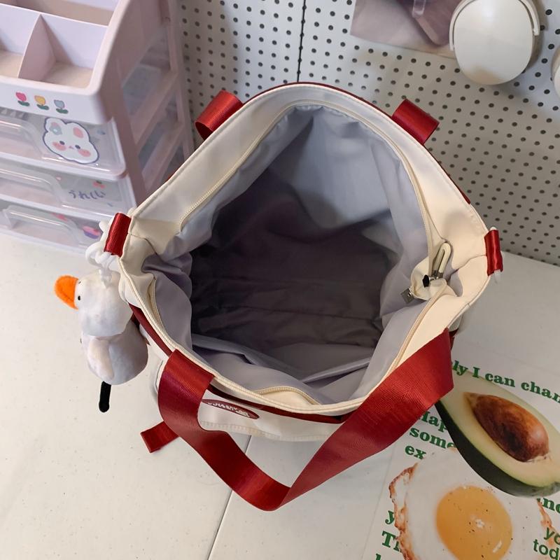 Large Capacity Crossbody Canvas Bag Waterproof Nylon Schoolbag For Female Students One-Shoulder Tote Bag