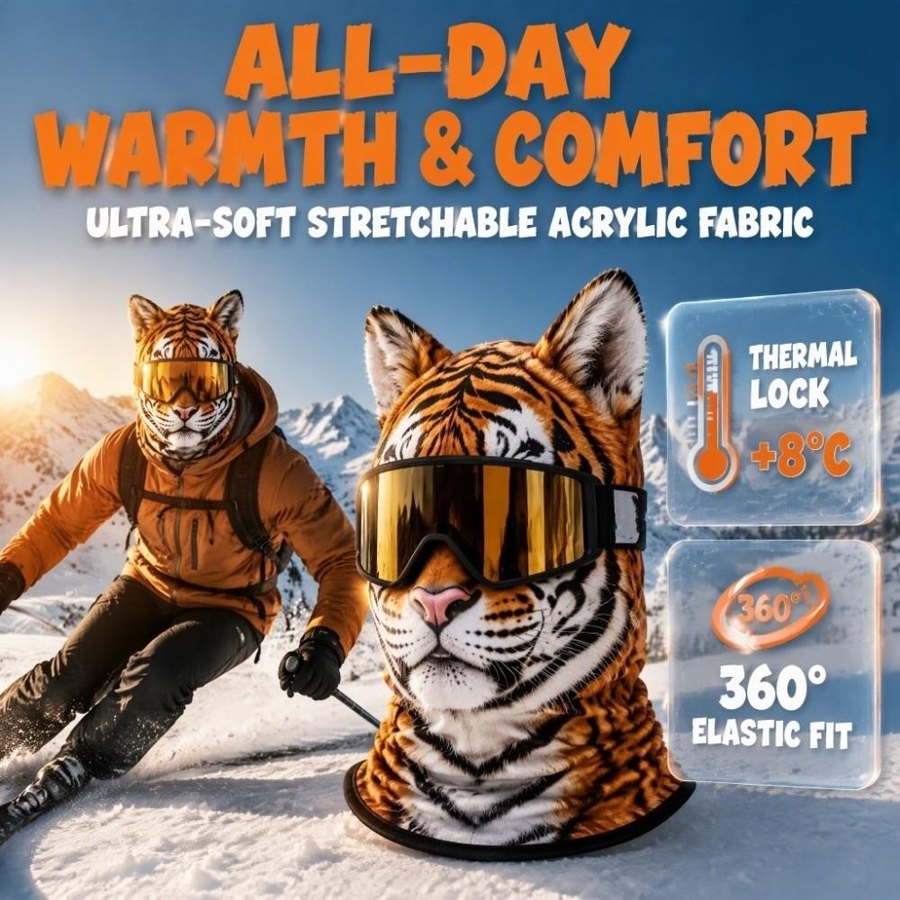 Soft Elastic Fabric Animal Face Ski Mask Vivid Animal Prints Animal Prints Mask  Outdoor Activities
