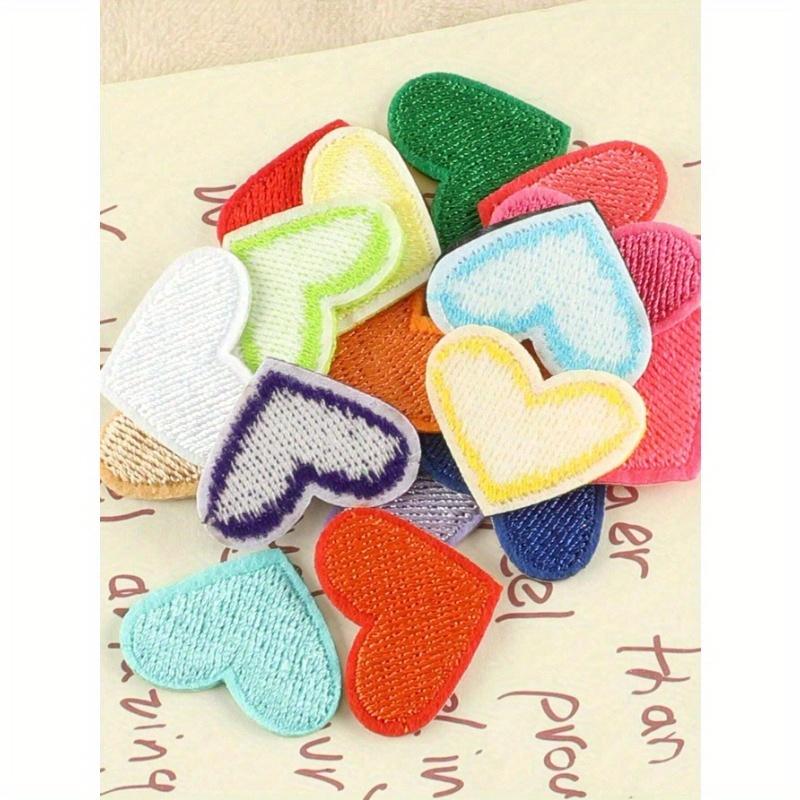 20pcs/Set Heart Shaped Iron-On Patches For Clothing, Random Color Heart Patches, Hat & Bag Decoration, Diy Embroidered Badge, Fabric Sticker