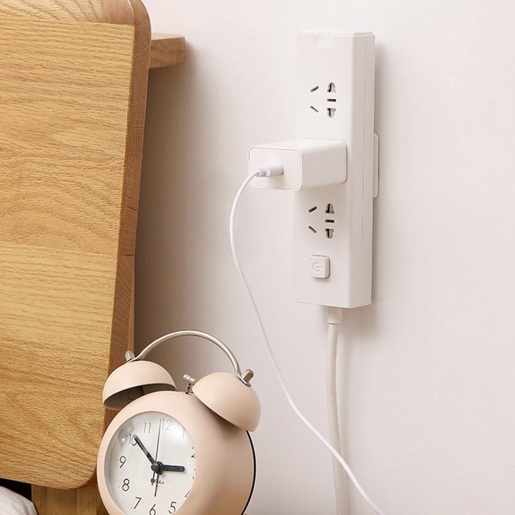 2Pcs Power Strip Holder Plastic Punch Free Multifunctional Self Adhesive Strip Fixator Home