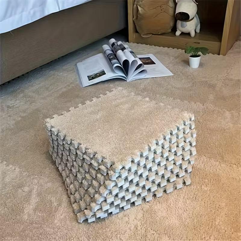 4-20 Piece Plush Baby Interlocking Floor Mats Thickened Warm Non-slip Suitable for Bedrooms Living Rooms and Kitchens