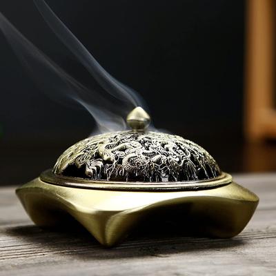 Kowloon Alloy Incense Burner, Scented Incense Burner for Tea Ceremony and Buddhist Altar, Antique-Style Openwork Incense Plate, Small Incense Burner,