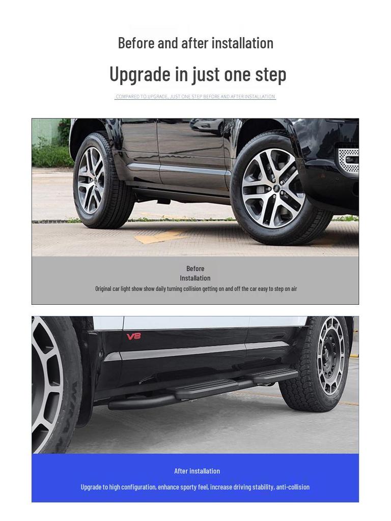 Aluminum Alloy Side Steps for Land Rover Defender 110/90/130