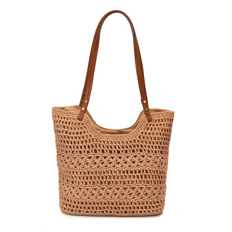 Niche Crochet Single Shoulder Tote Bag Seaside Beach Woven Bag Women's Cotton Thread Lazy Summer Handmade Mesh New Bag