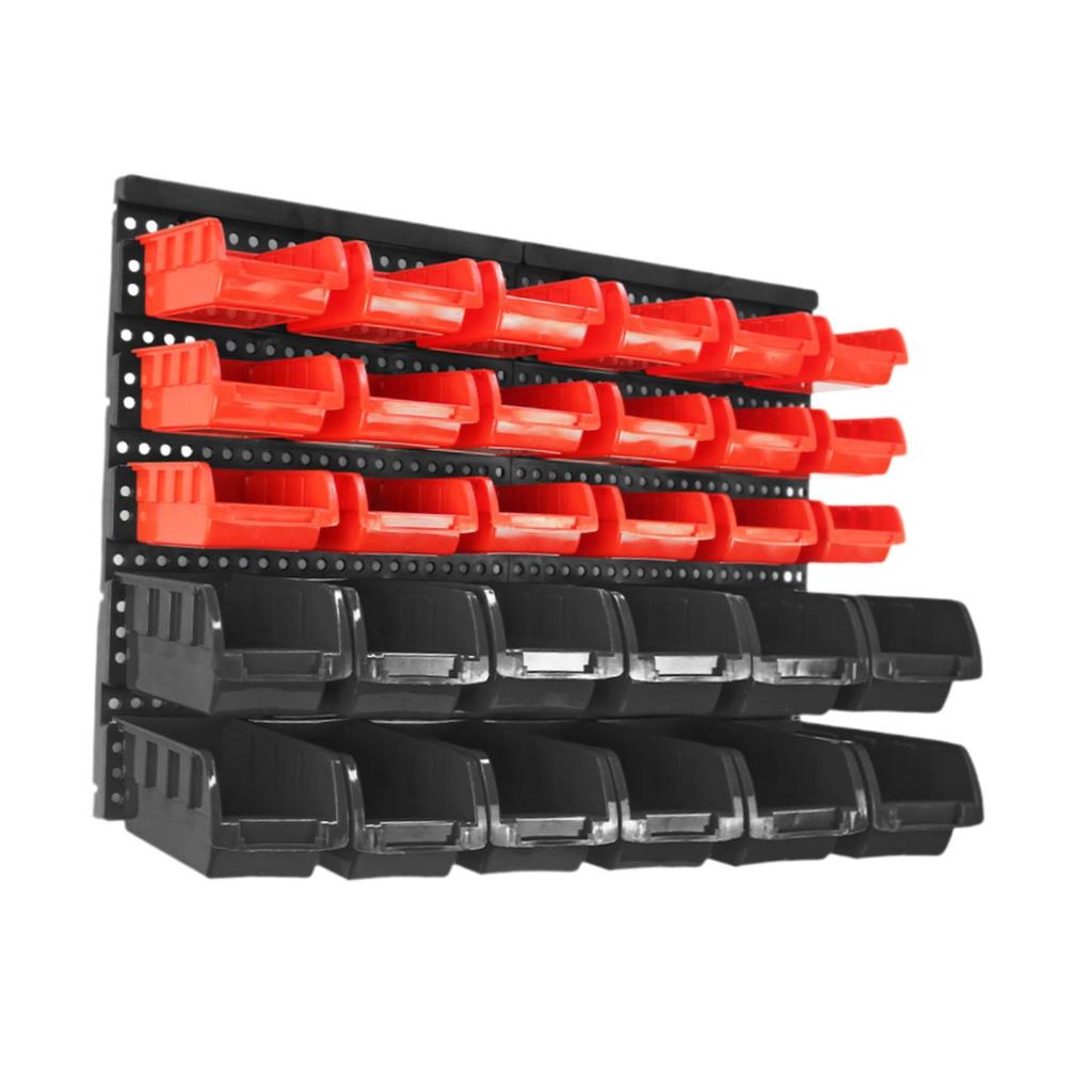 30 Bin Storage Bins Container with Pegboard Tool Organizer Rack for Tools