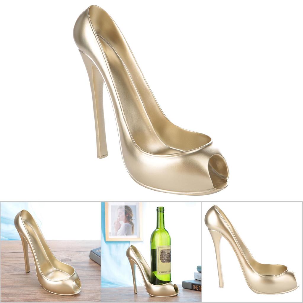 Novelty High Heel Shoe Wine Bottle Holder Storage Wine Rack Home Decor(Golden)