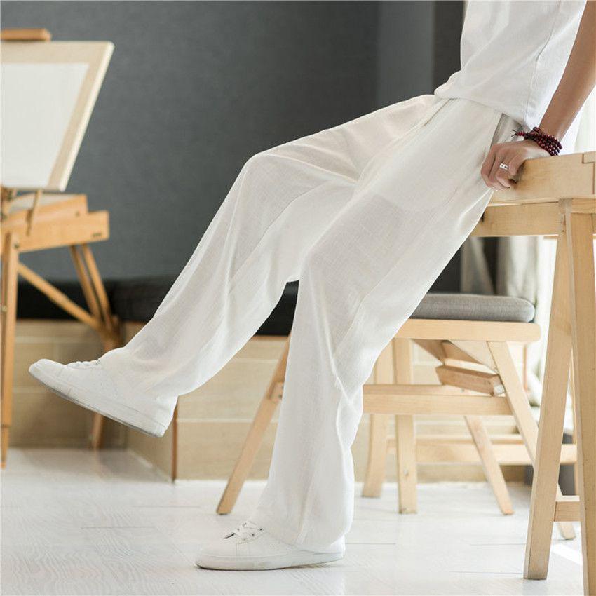 Výprodej Pánské lněné kalhoty slim fit - Všestranné jarní/letní ležérní rovné nohavice
