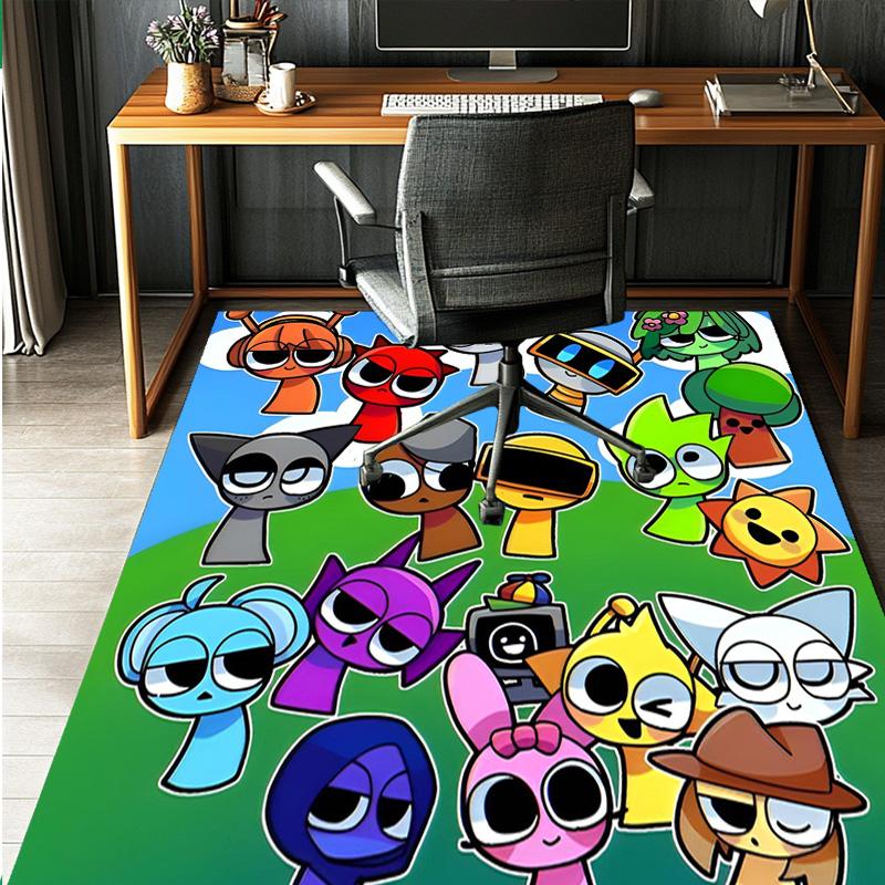 Sprunki Game Pattern Rug, Indoor/Outdoor Mat, for Picnic, Gameroom, Bedroom, Office, Living Room, Home Decor Carpet, Birthday Gift