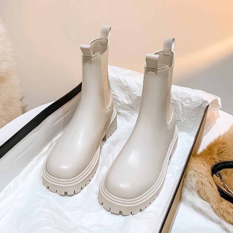 Martin boots women's autumn and winter new inner height increase medium tube small boots British platform Chelsea cigarette boots