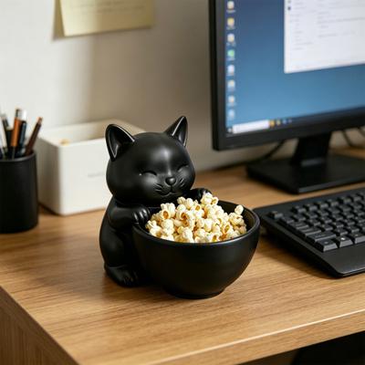 Cat Shape Storage Ornaments Large Capacity Bowl Storage Box 3D Print Molding Desktop Organizer for Snacks Keys Small Items