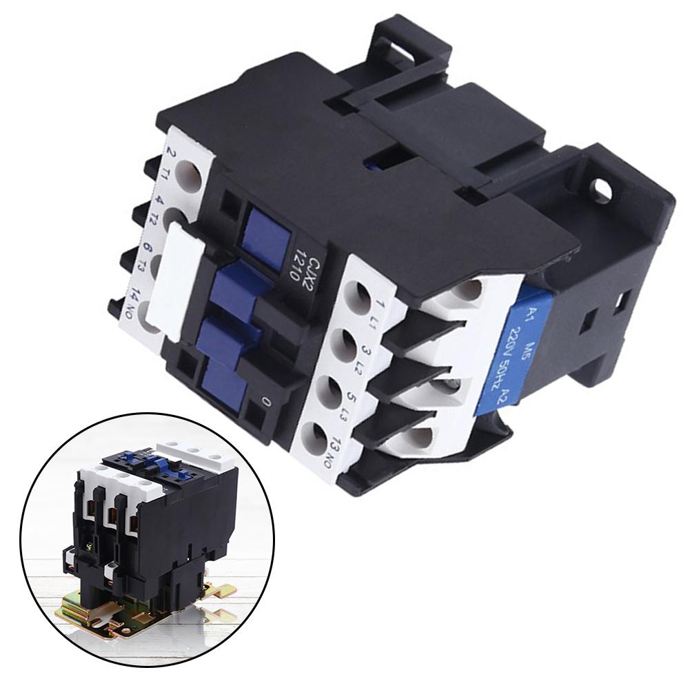 220 Volt AC Contactor CJX2 1210 3 Pole With 1NO Auxiliary Contact 12 Amps Din Rail Mount For Industrial Applications