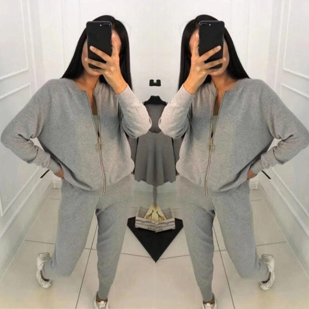 3 teile/satz Gestrickte Pullover Anzug Casual Kette Weste Gestrickte Jacke + Elastische Hosen Drei-stück Sets Frauen Outfits