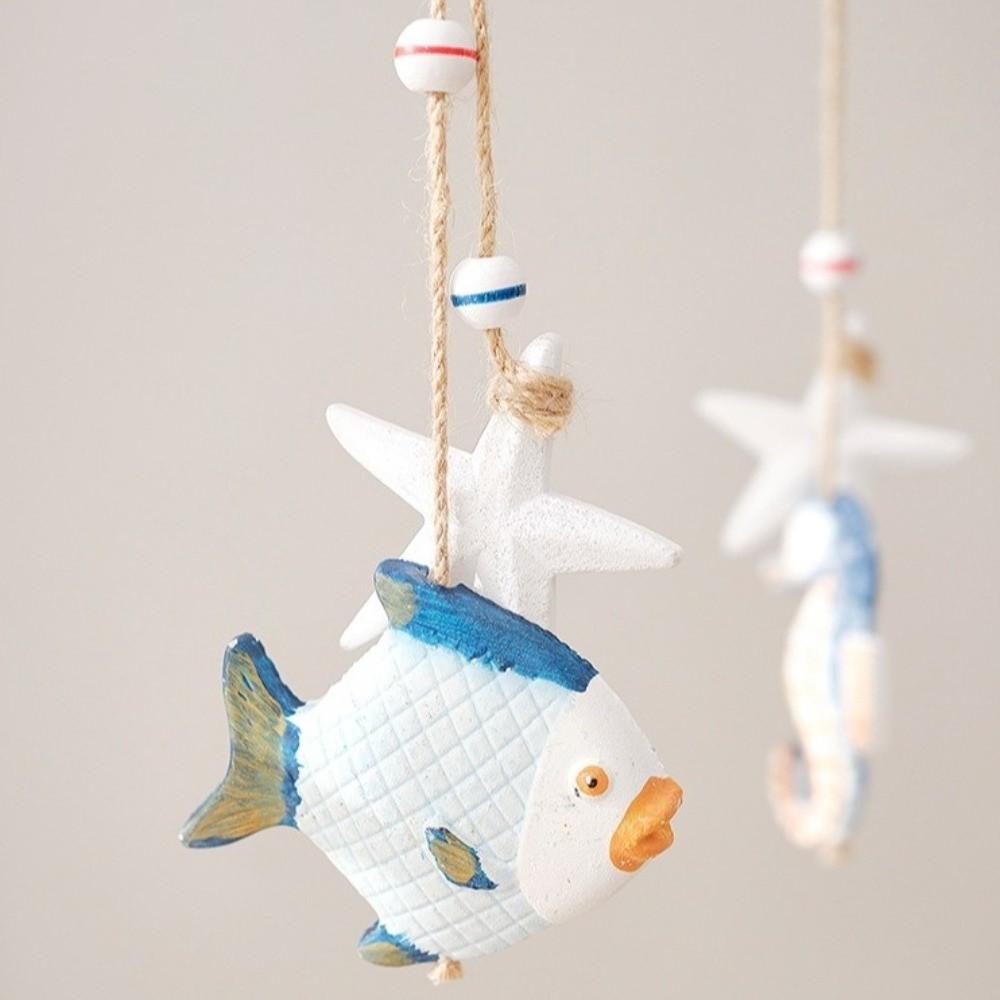 Wooden Material Ocean Animal Pendant Jute Rope Wall Pendant Decoration Home Decoration