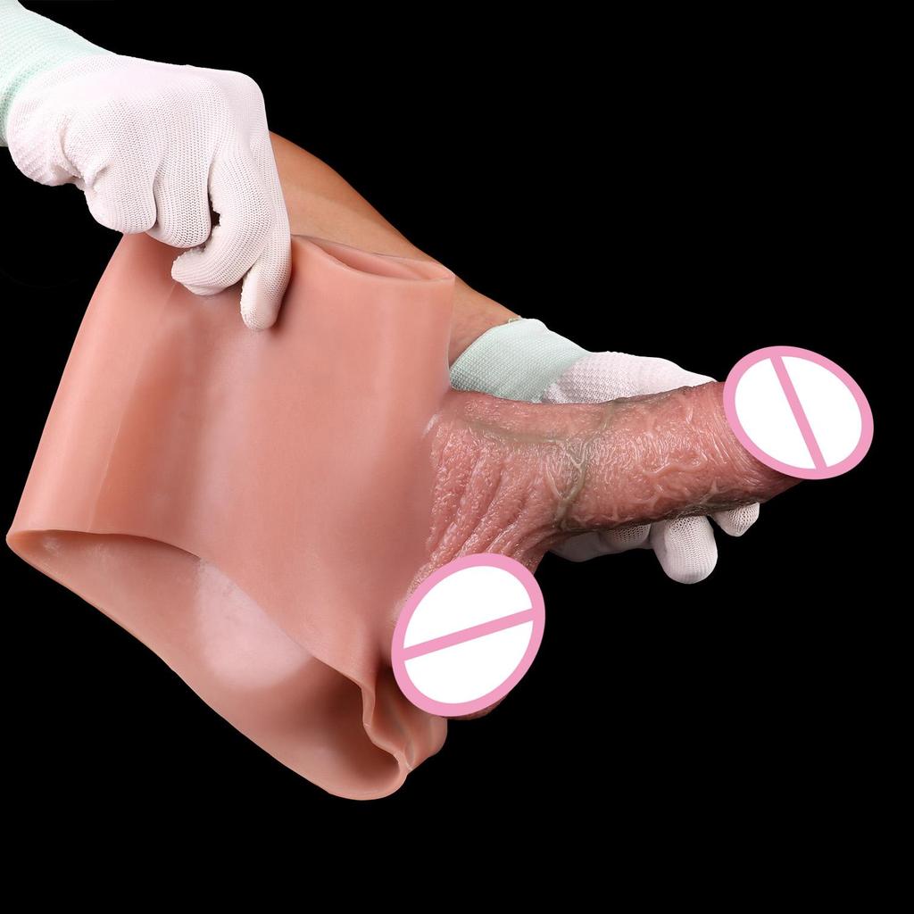 Skin Touch Silicone Pants With Hollow Realistic Dildo Penis Sleeve Stretchable Sex Toys For Men Cock Enlarge & Extender