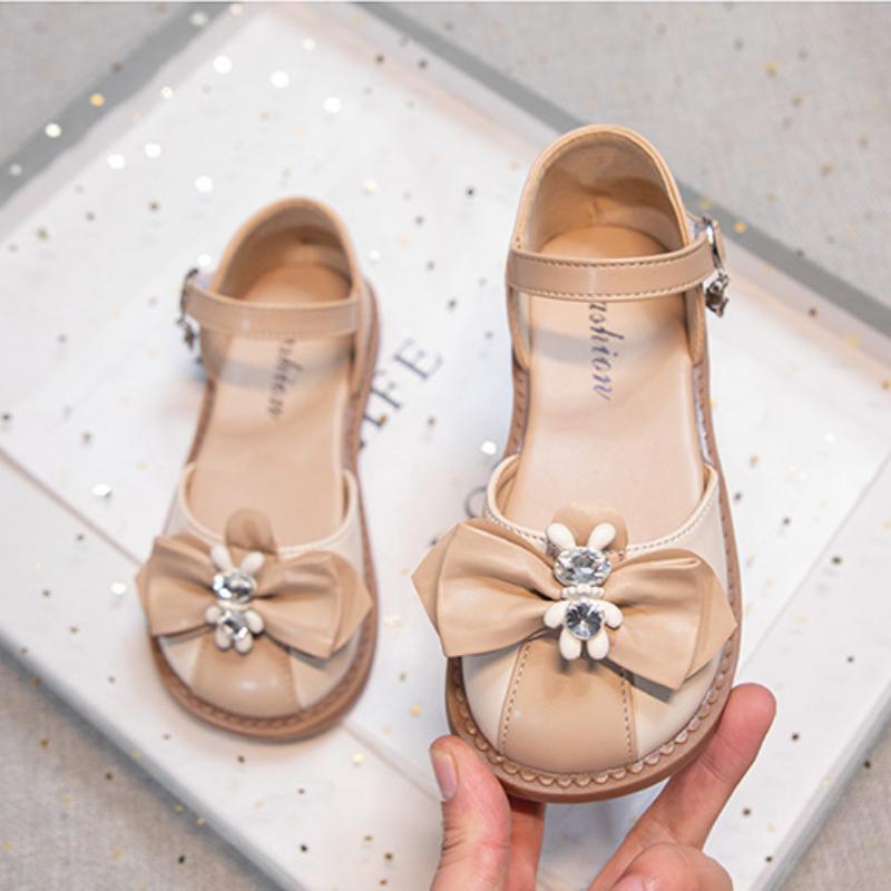 Cute Sweet Girl Princess Shoes New 2024 Spring Summer Children Causal Wedding Single Shoes Fashion Versatile Kids Flat Sandals