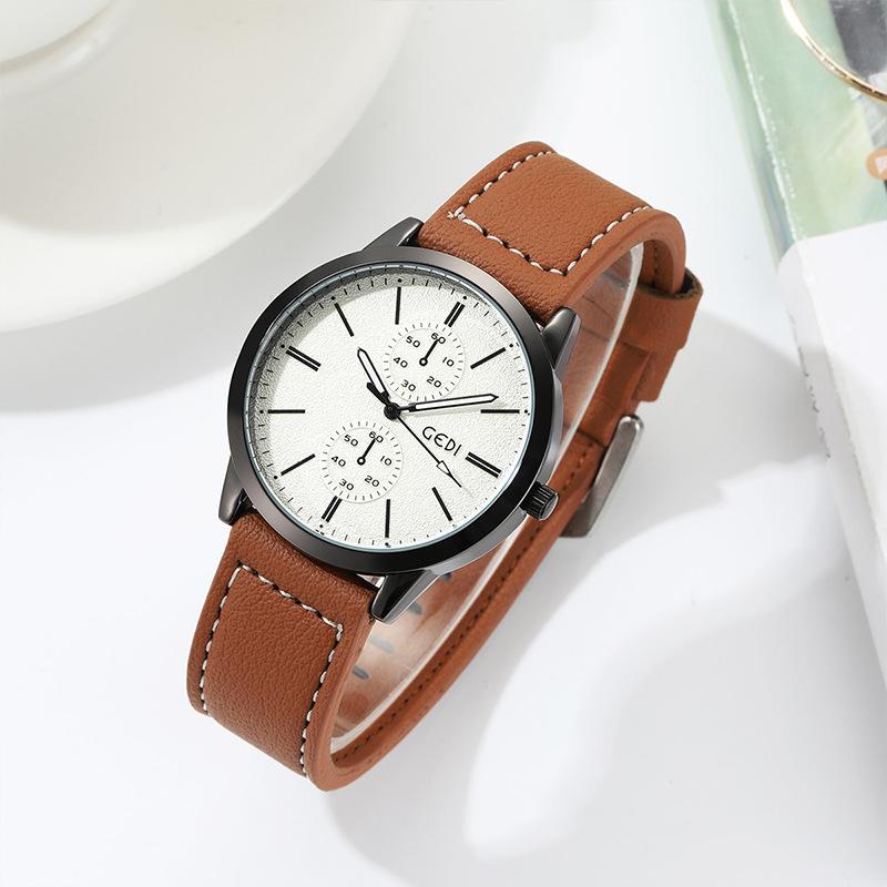 Same Men S Business Versatile Belt Watch Waterproof Quartz Watch коричневый