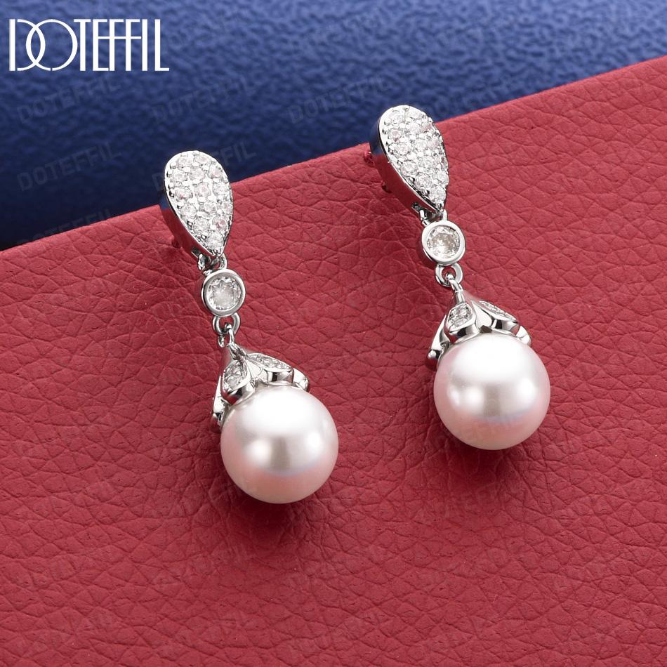 925 Sterling Silver 10MM Glossy Bead Pendant Earrings - Elegant Gift Jewelry 10MM