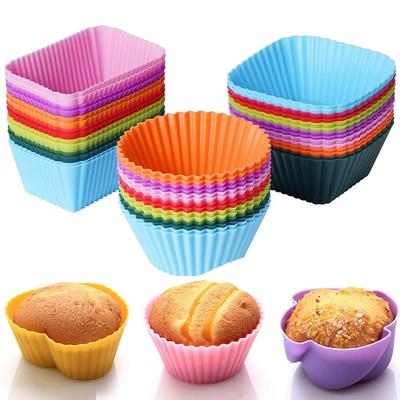 10pcs/pack Silicone Molds Cupcake Baking Cups Reusable Muffin Cup Liners Rainbow Cupcake Wrappers Non-stick Cup Cake Mold For Party