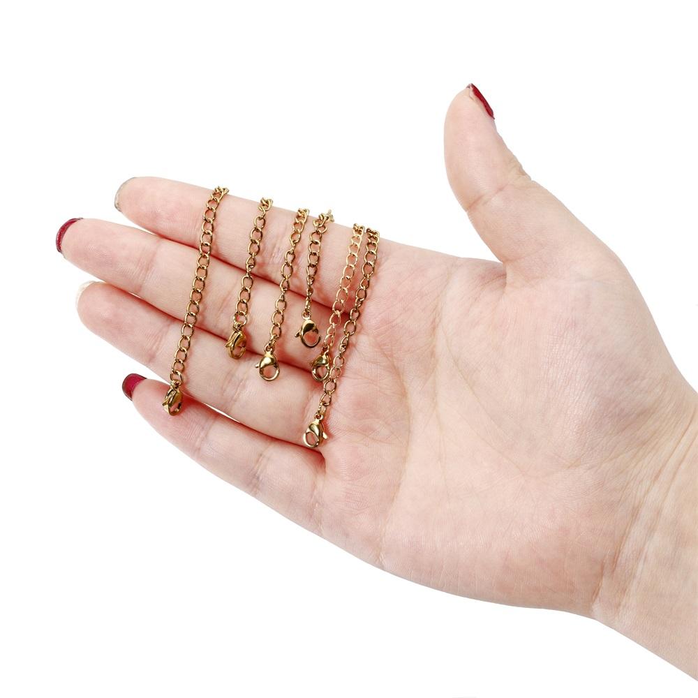 10Pcs/lot Stainless Steel Necklace Extension Chain Lobster Clasp Extended Chains For DIY Jewelry Making Supplies Accessories