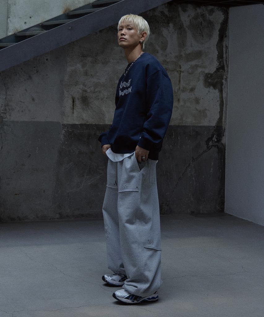 Tonilolenseu Wide Symbol Logo Sweatpants Melange Grey