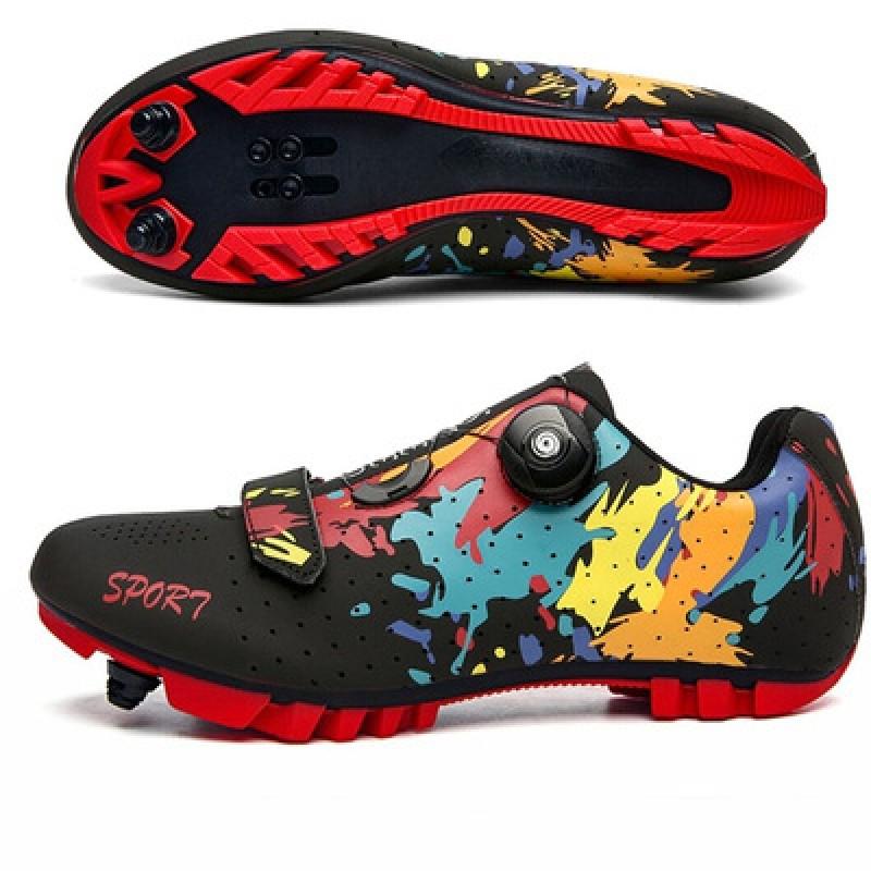 Chaussures de Cyclisme Unisexe Route VTT Vélo d'Intérieur Semelle Rigide Respirantes Plates Compatibles SPD