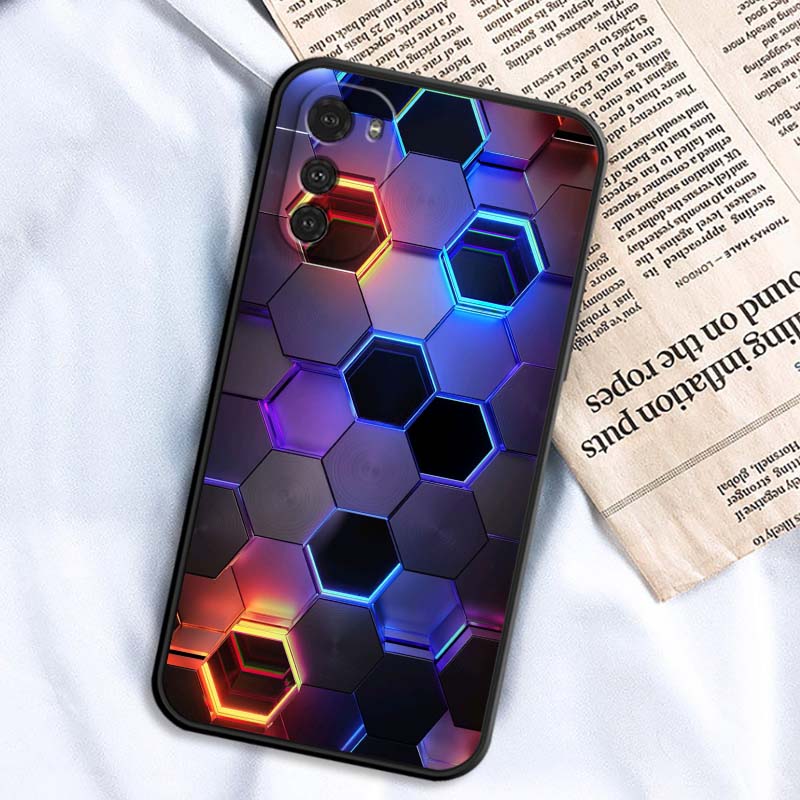 Creative metal style pattern For Motorola G85 Edge 50 G24 G35 G14 G04 40 G72 G34 G G54 G13 G32 5G Black Phone Case
