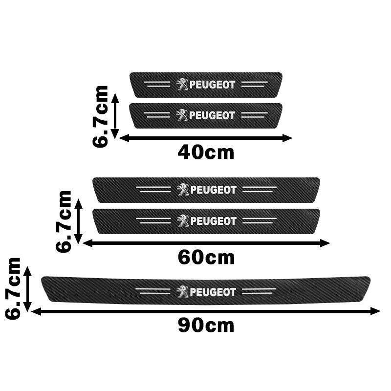 2026 Hot Car Sticker 1/4/5Pcs Car Door Sill Scuff Plate Decor Carbon Fiber Stickers For Peugeot 206 307 308 3008 207 208 407 408