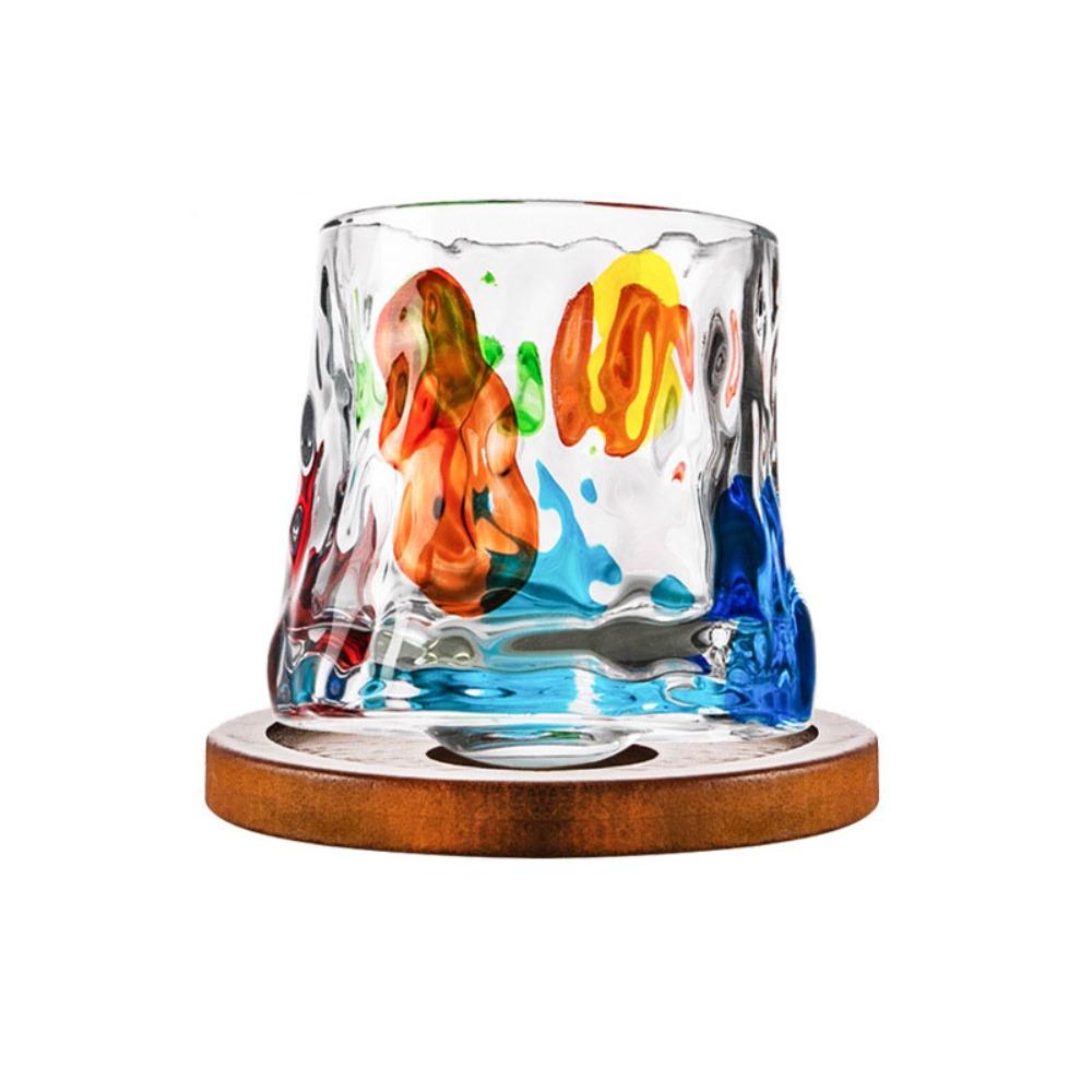 Bar Accessory With Base Spinning Whiskey Glass Clear Thickened Brandy Glass Rotating Wine Cup Beer