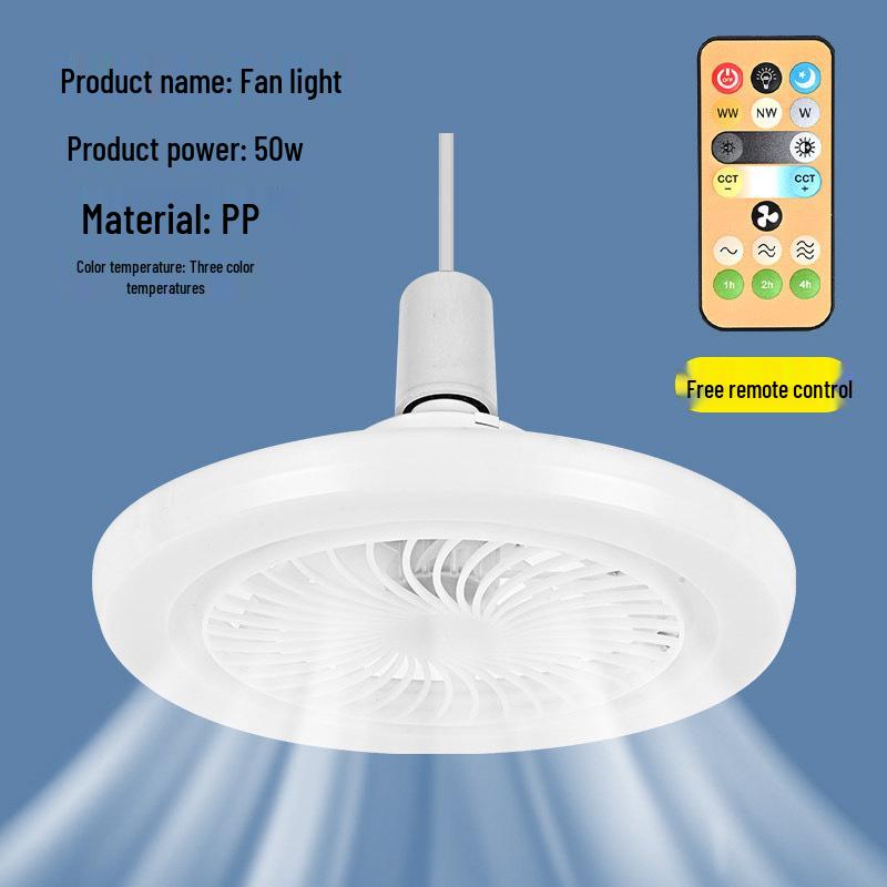 E27 Remote-Controlled Ceiling Fan Light with Energy-Saving Silent Operation for Bedroom and Kitchen