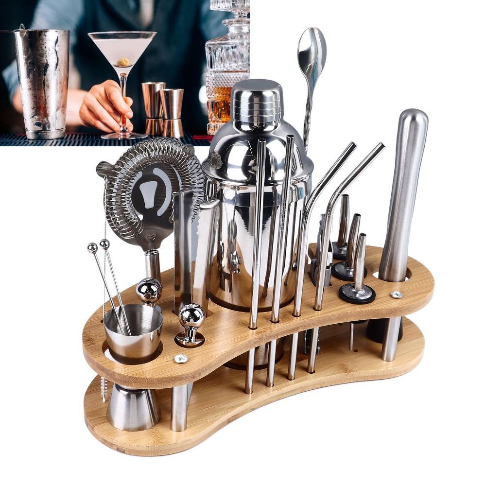 20 Piece Stainless Steel Cocktail Shaker Set Versatile Set Bar Tool Set Bartender