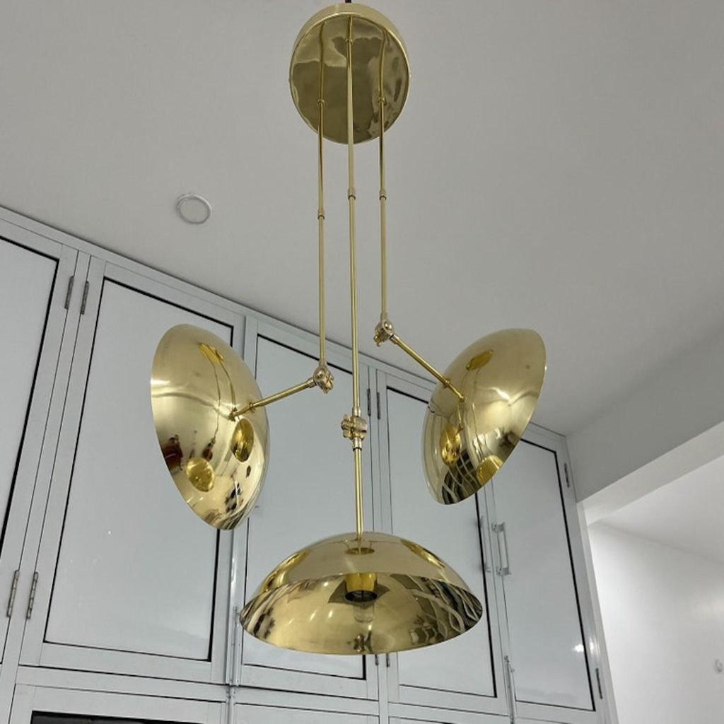 3 Light Sputnik Chandelier Mid Century Modern Polished Brass Pendant Light Fixtures