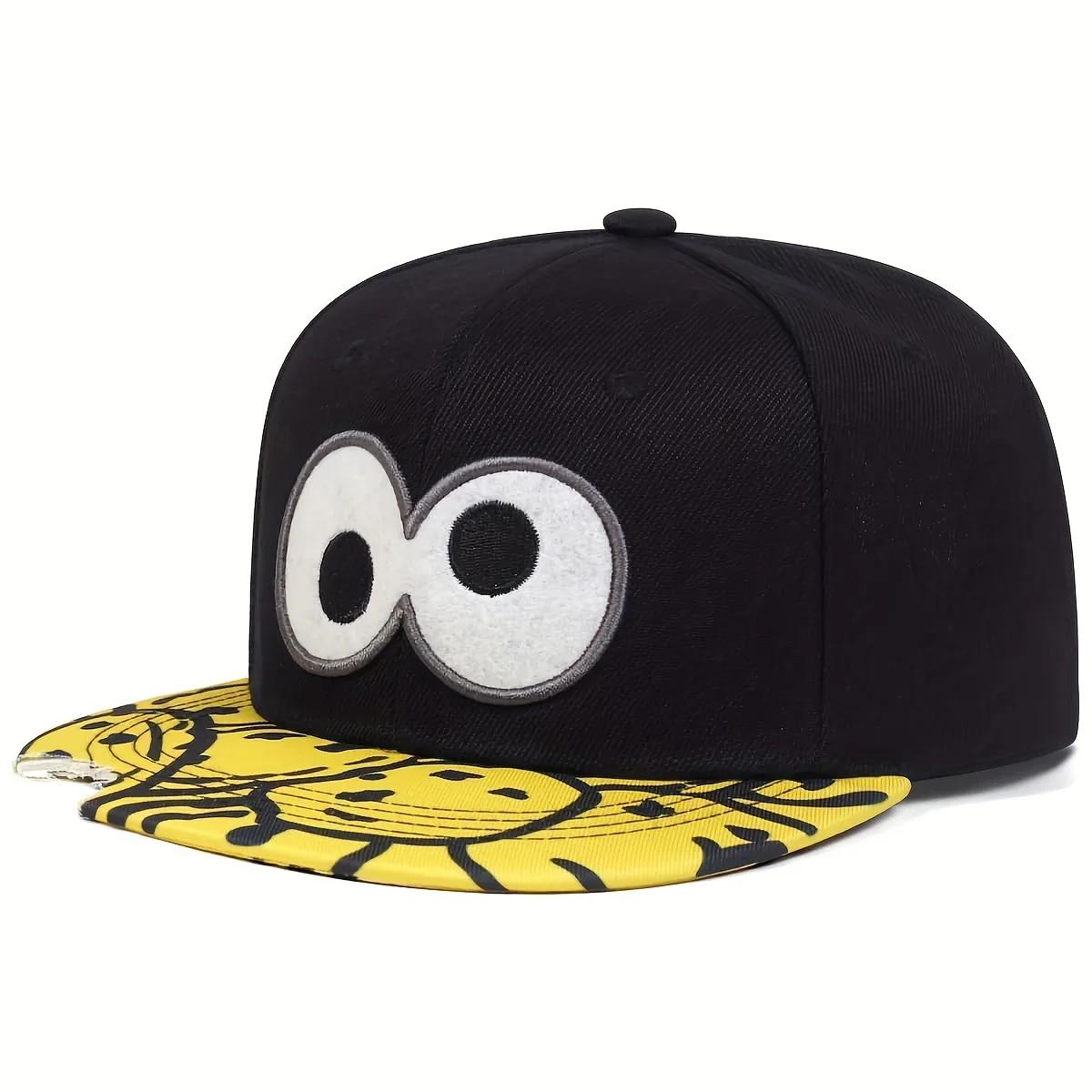 Cartoon Große Augen Keksbiss Blaue Snapback Mütze Erwachsene Outdoor Reisen Verstellbare Sonne Baseball Sportkappe Sonnenschutzmütze Adjustable white