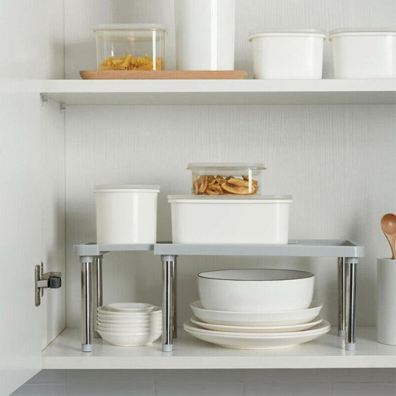 Adjustable Organiser Shelf Storage Cupboard Pantry Stand Support Rack Kitchen