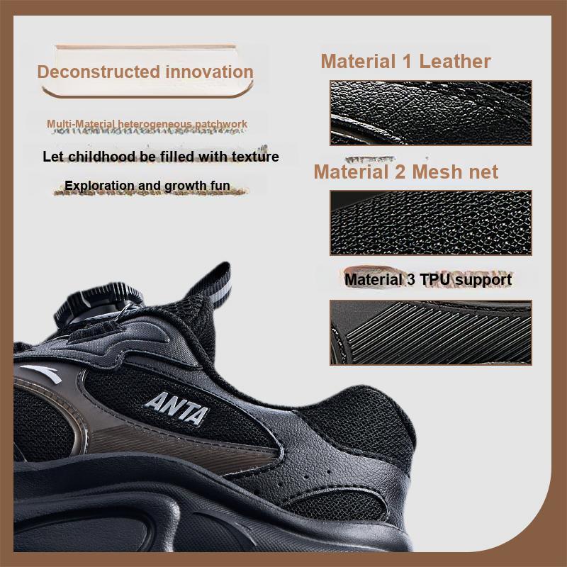 Anta Comfortable Non-Slip Durable Low-Top Kids Running Shoes Kids sneaker Black Silver A312418801H-4