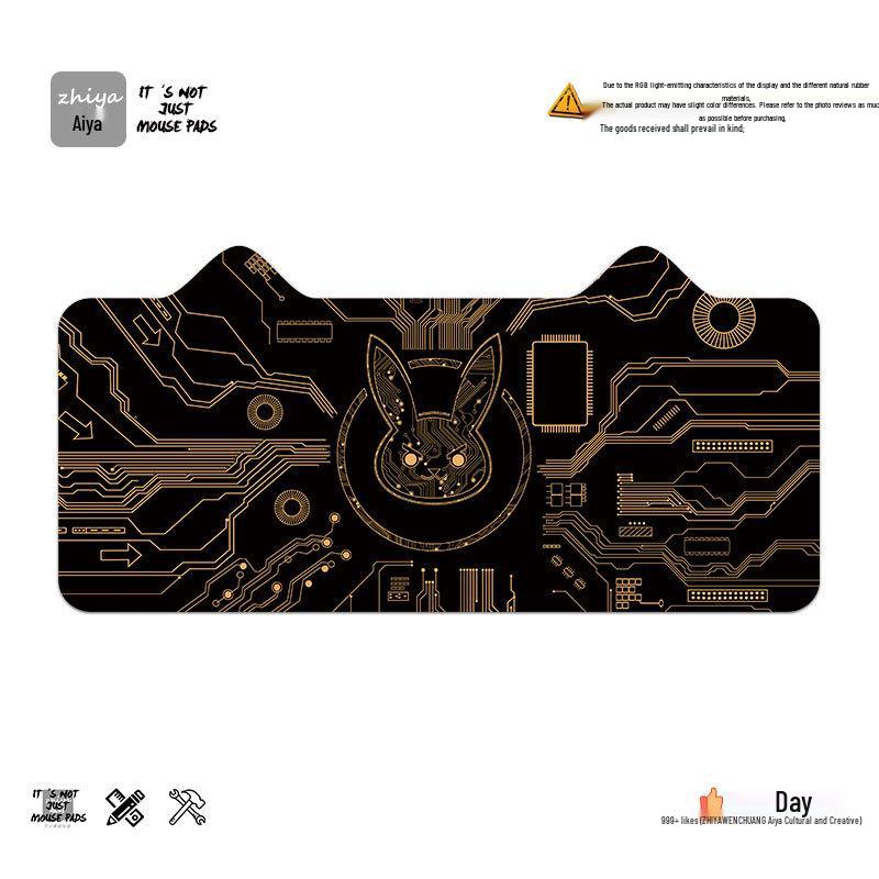 Extra Large Cute Cat Ear Gaming Mouse Pad - Cartoon Keyboard Desk Pad