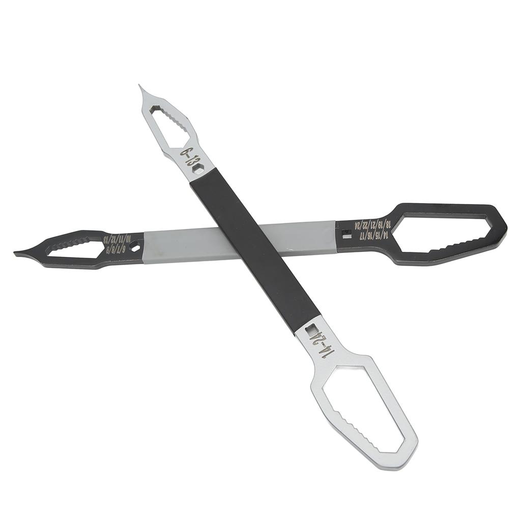 2Pcs Wrench 6?24mm Double End Self Tightening Multifunctional Hand Tool Set Kit for Repair