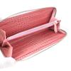 Nallyda Crocodile-Embossed Leather Long Wallet (White with Pink Interior)