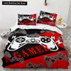 Game King Queen Duvet Cover 3D Black Game Handle Bedding Set for Kids Teens Boys Man Gamer Bedroom Decor Quilt Cover Pillowcase