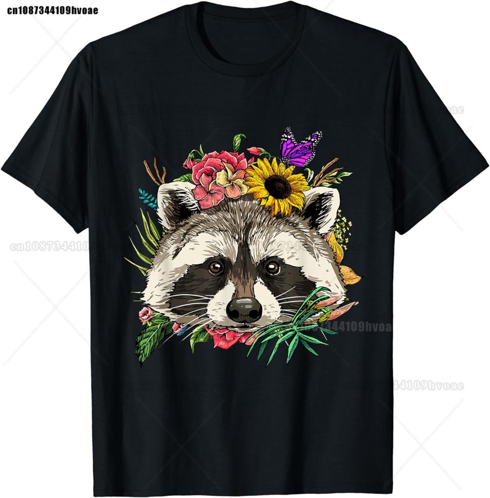 Expressionist Scream Shirt Raccoon Lovers Artistic Raccoon T-Shirt Unisex's Casual Street Style Stretch Round Neck Tee Shirt Summer